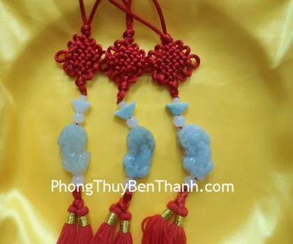 Ngọc bội treo 1 Tỳ Hưu nằm nhỏ+1 nén vàng Miến Điện S235