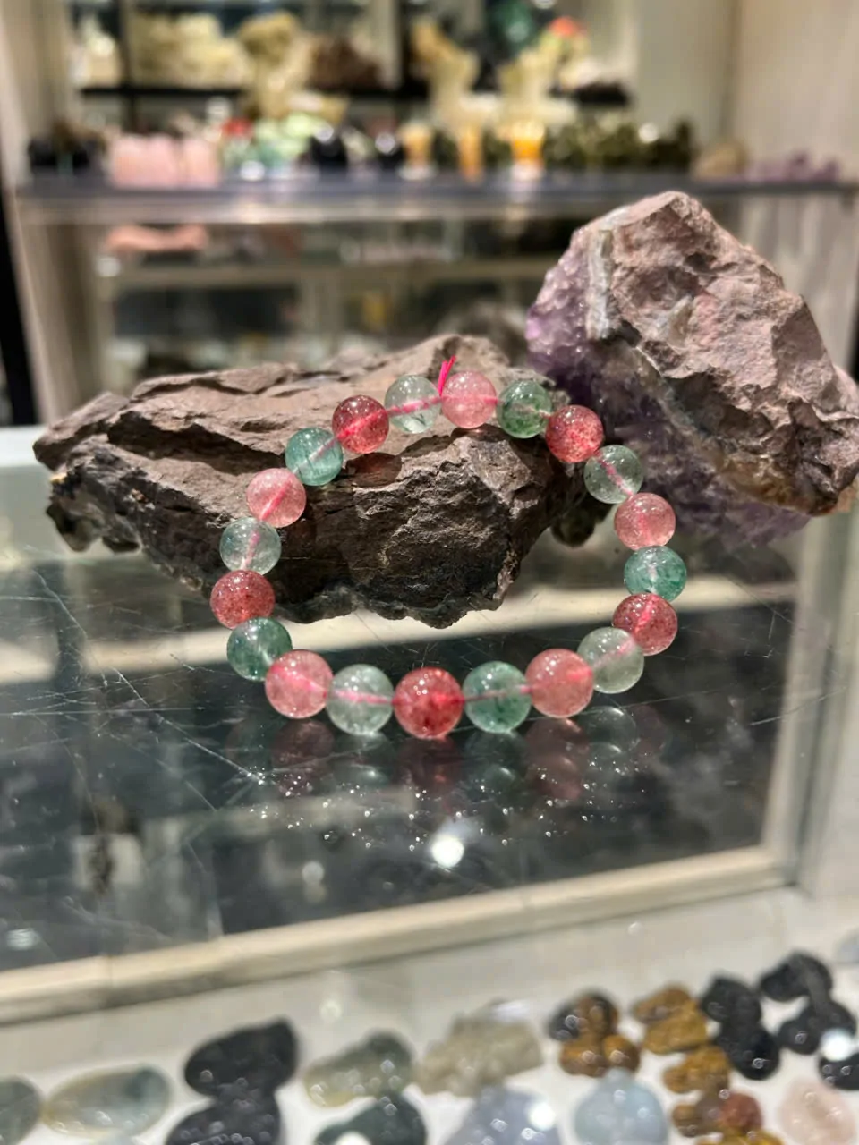 Chuỗi dâu xanh hồng phấn A+++++ (24.2g - 20 bi) S6773-S1-1597